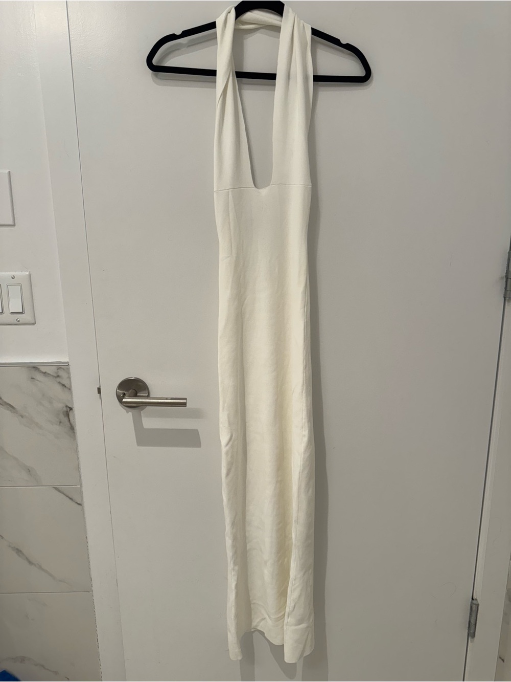 White Halter Maxi Dress - Minimalist Evening Dress - Picture 1 of 3